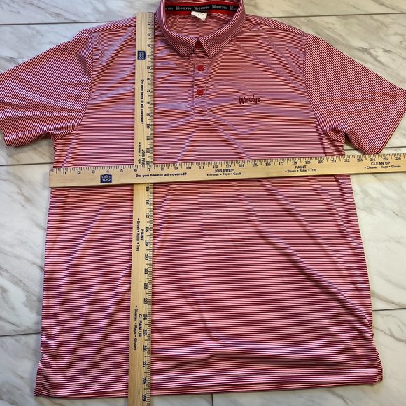 Wendy's Barco Red White Striped Employee Uniform Polo Performance Large L - Picture 6 of 6
